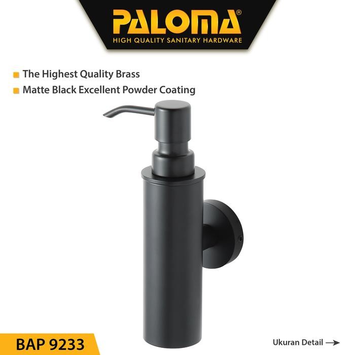 

PALOMA BAP 9233 Dispenser Sabun Shampoo Cair Tempat Botol Pump Dinding - Matte Black