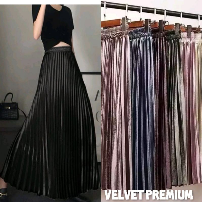 ES.COLD Rok plisket bludru/rok plisket bludru gradasi/rok plisket bludru panjang/rok plisket bludru 