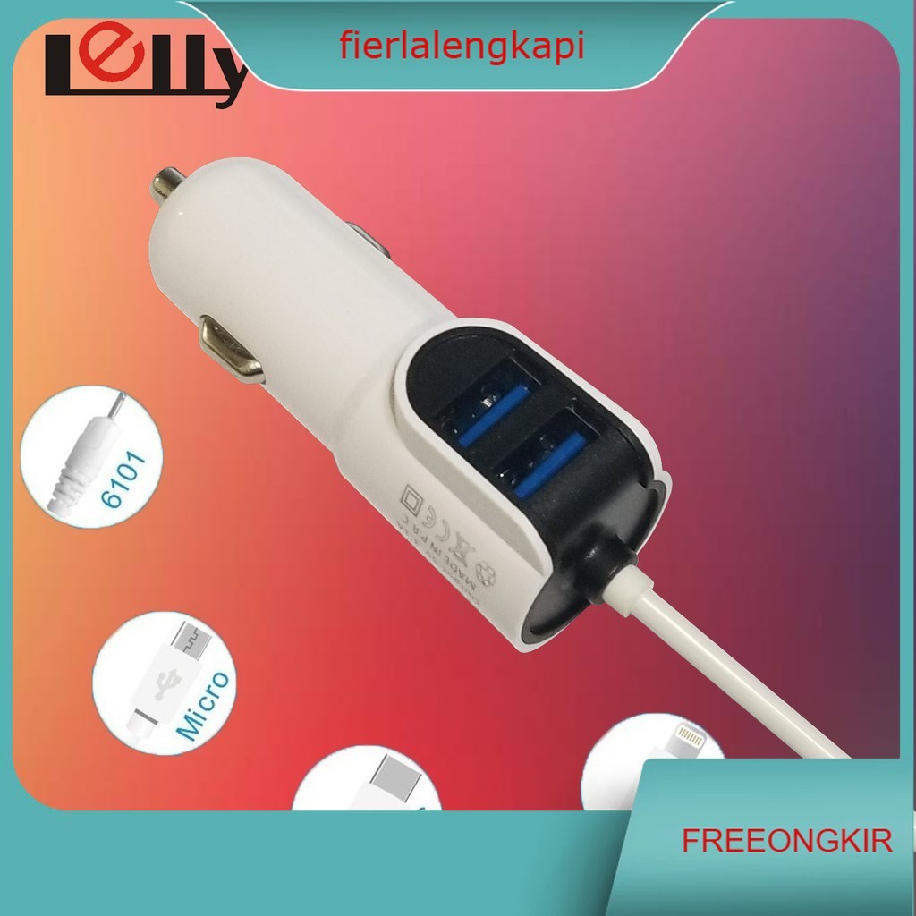 Adapter Car Charger Mobil Quick Fast Charging Mobil Saver dengan kabel