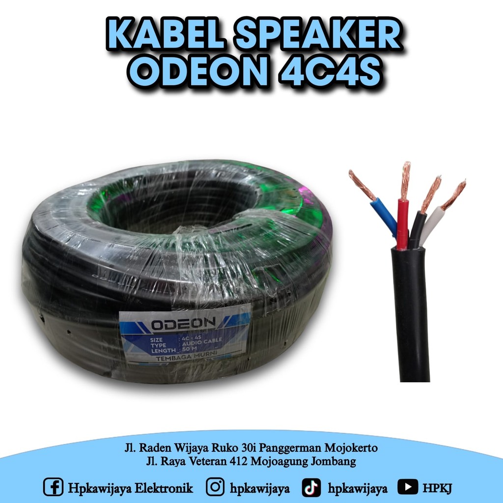 ( 1 ROLL ) KABEL SPEAKER ODEON 4 X 4 4C4S KABEL ODEON 4x4 4C4S 50 METER