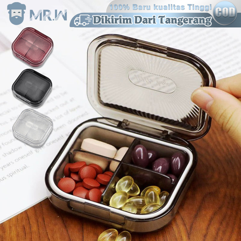 Pill Box Organizer 4 Sekat Wadah Obat Tempat Obat Mini 7 Hari Box Medicine Pill Box Mini