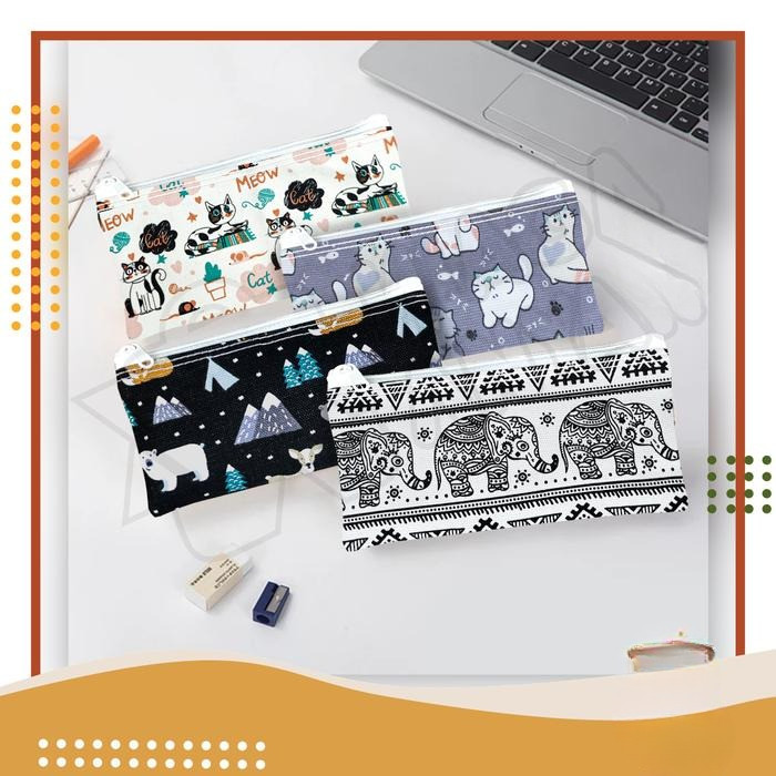 

NA Tempat Pensil Kanvas Motif Lucu / Pensil Pen Case Tempat Pulpen Alat tulis Make up Bahan Kanvas