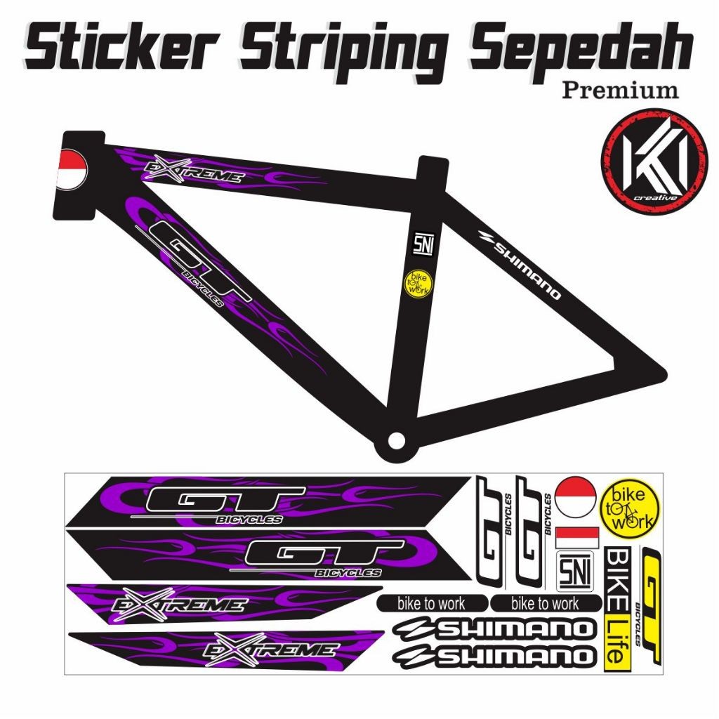 VARIASI STICKER STRIPING SEPEDAH MOTIP GT SIMPEL DAN ELEGAN ENW MOTIP LIST NEW STICKER BIKE