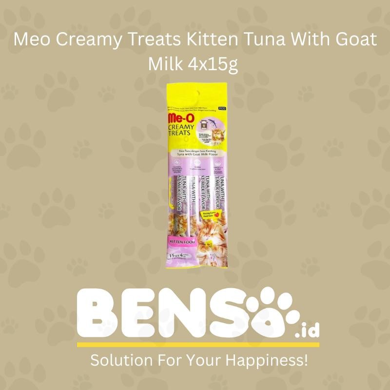 Makanan Kucing - Meo Creamy Treats Kitten Tuna WIth Goat Milk 4x15gr