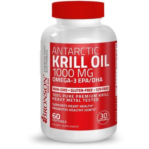 Bronson Antarctic Krill Oil Omega-3 1000mg Phospholipids Astaxanthin - 60 SOFTGELS Original Bestsell