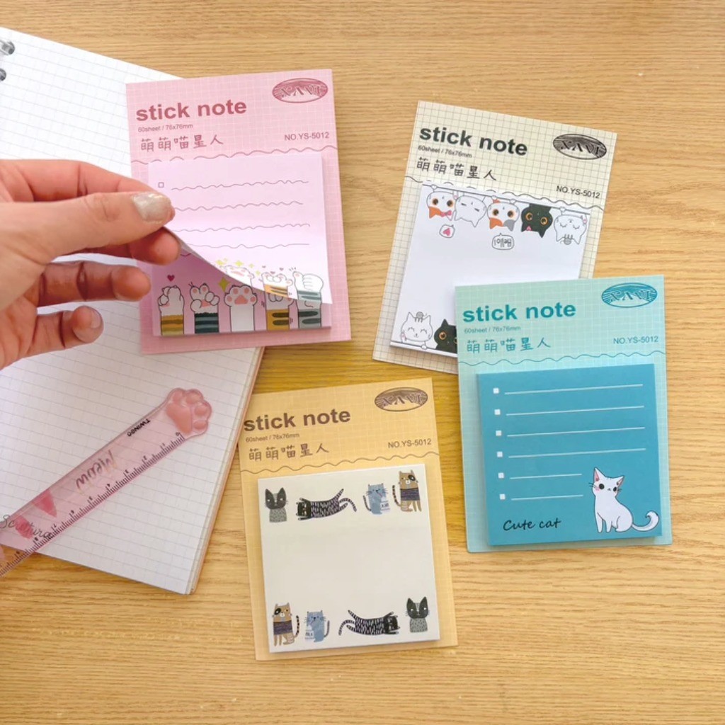 

❤️️Stick Notes Kertas Color Motif Kucing / Stick Notes 76*76 CAT YS-5012❤️️