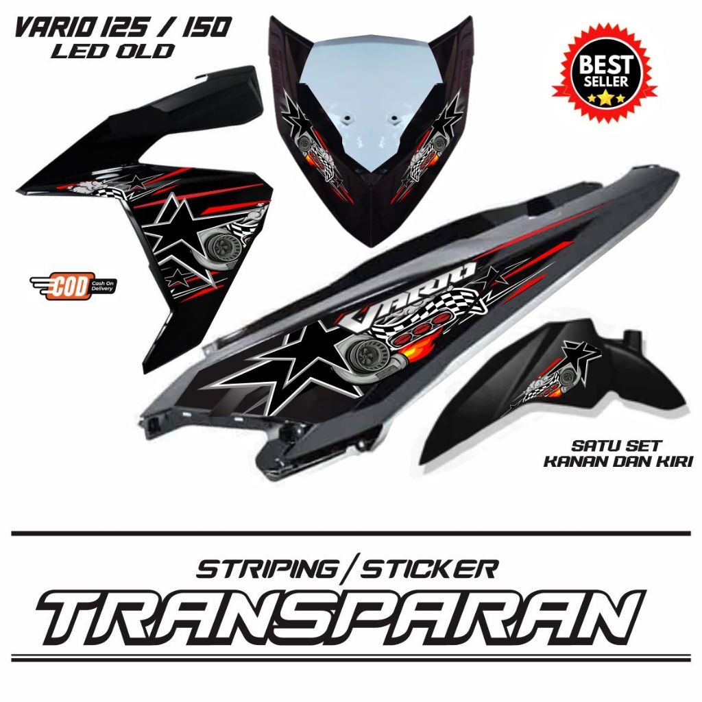 STRIPING TRANSPARAN MOTOR VARIO LED 2014 VARIASI ALL VARIO 125 2016 VARIASI TRANSFARAN