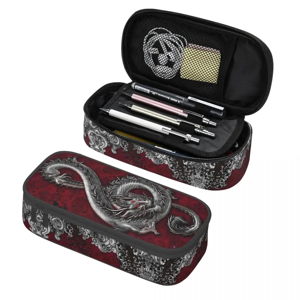 

Music Dragon Gothic Pattern Pencil Cases for Girl Boy Big Capacity Chinese Asian Style Pen Box Bag School Accessories