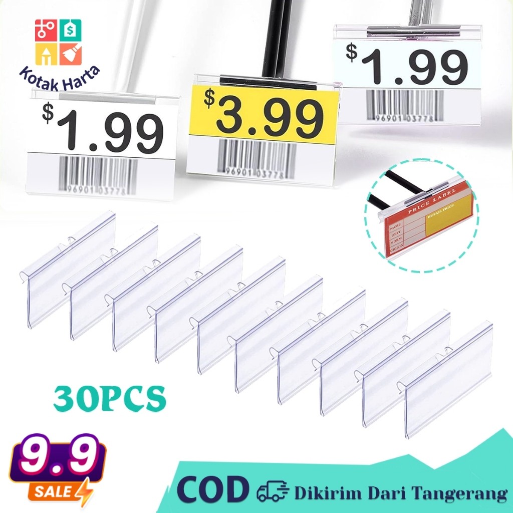 

Price Tag Holder 30PCS Label Harga Mika PVC Transparan Card Price Gantung Untuk Supermarket 60*42mm