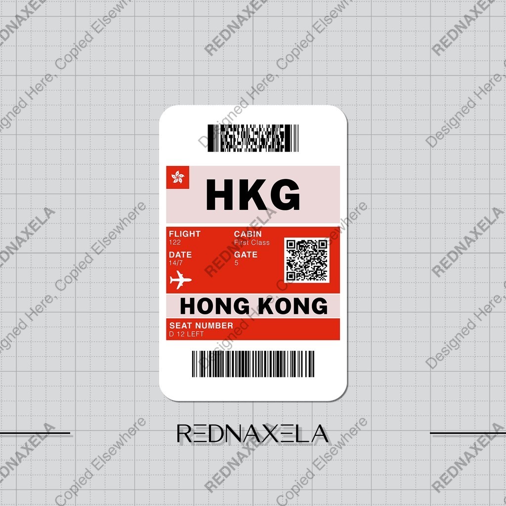 

Stiker Vinyl Boarding Pass HKG Hong Kong Stiker Koper Outdoor Waterproof Sticker