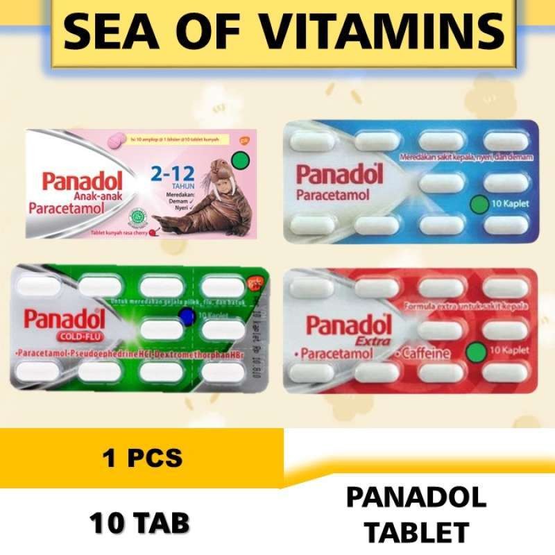 Panadol Biru,Hijau,Merah Anak Cold/Flu/Extra/Batuk Strip Isi 10 Tablet