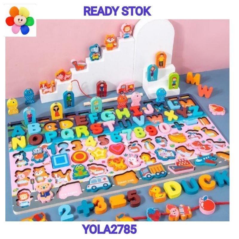 Montessori Puzzle Games 7 in 1 / 8 in 1 / 9 in 1 / 10 in 1 Matching Board Game Papan Mainan Angka Ka