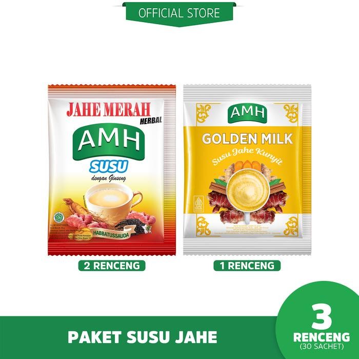 

PROMO! Paket Susu Jahe ( 2 Renceng AMH Susu Jahe (20 Sachet) 1 Renceng AMH Golden Milk (10 Sachet) )
