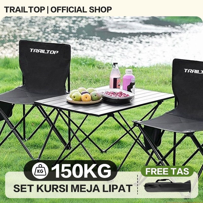 Kursi Dan Meja Lipat Outdoor 1 Set Kursi Camping Lipat Meja Cafe Outdoor