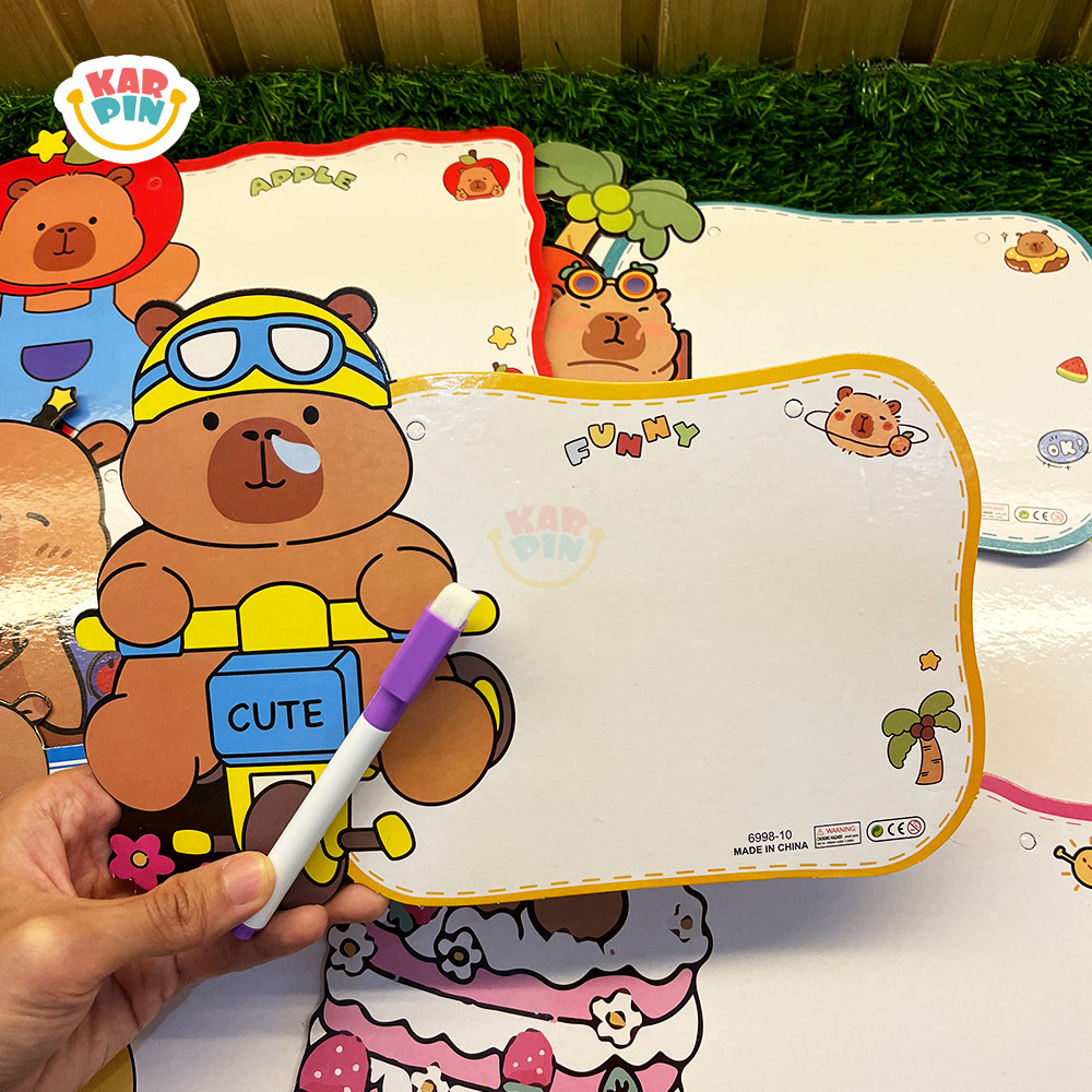 

Karpin Papan Tulis Ukuran Sedang Wipe & Clean Anak Free Spidol Motif Lucu Capybara Unicorn