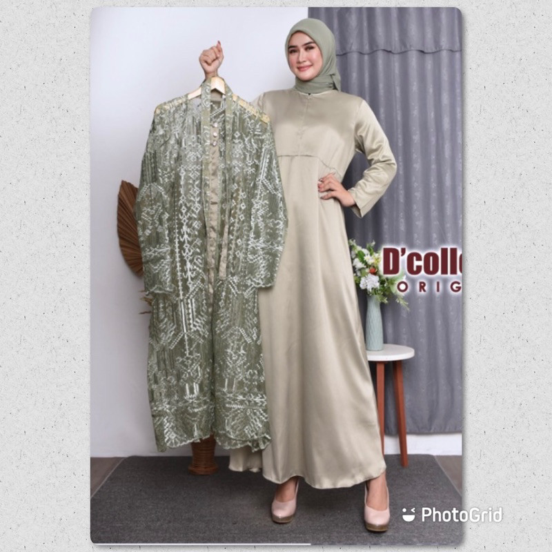 MACIAS_ Gamis pesta outer lepas pasang/SET gamis pesta mewah/gamis pesta jumbo/gamis kondangan/outer