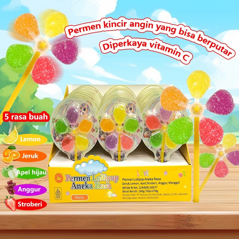 

Biteful Shop Permen Lollipop Gummy Kotak Kincir (Isi 30 pcs), Aneka Rasa Buah, Bersertifikat Halal & BPOM