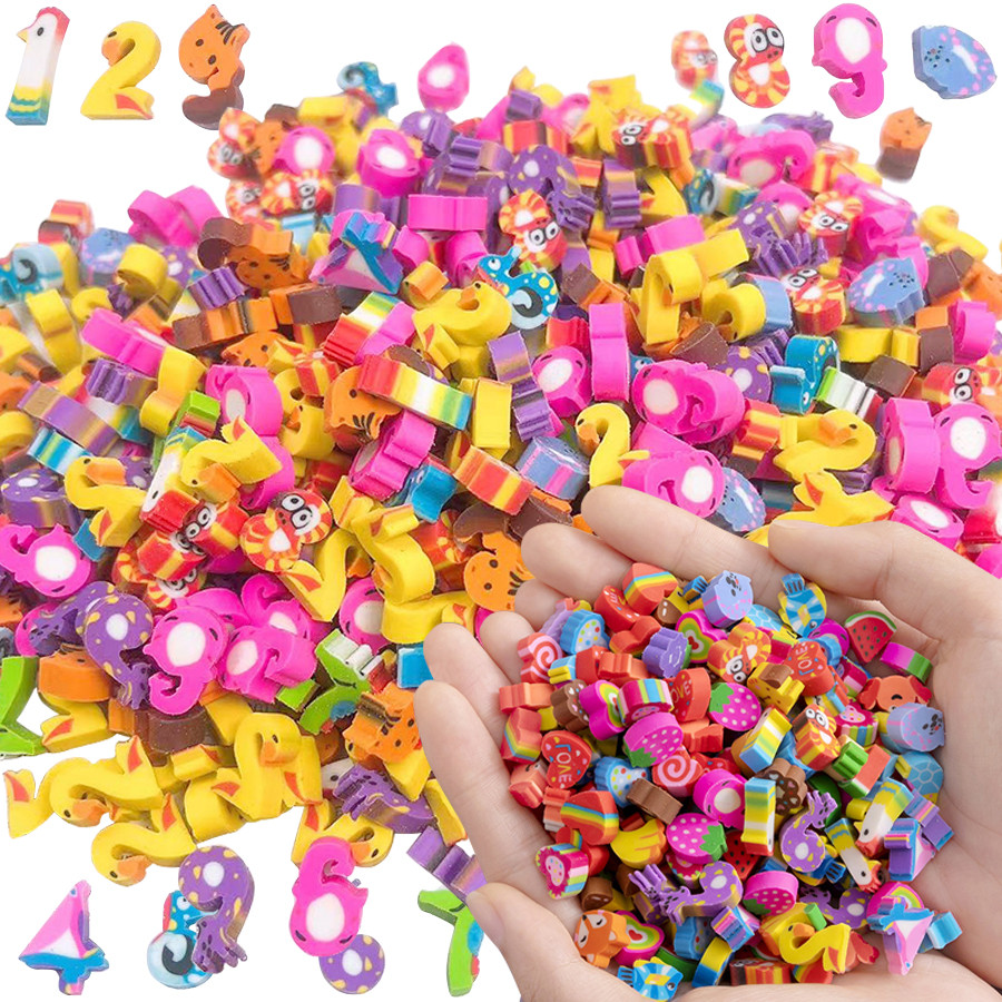 

50-200pcs Mini Cartoon Eraser Student Easy to Wipe Cute Small Eraser More than 200+ Styles Random Ship Award Eraser Gifts