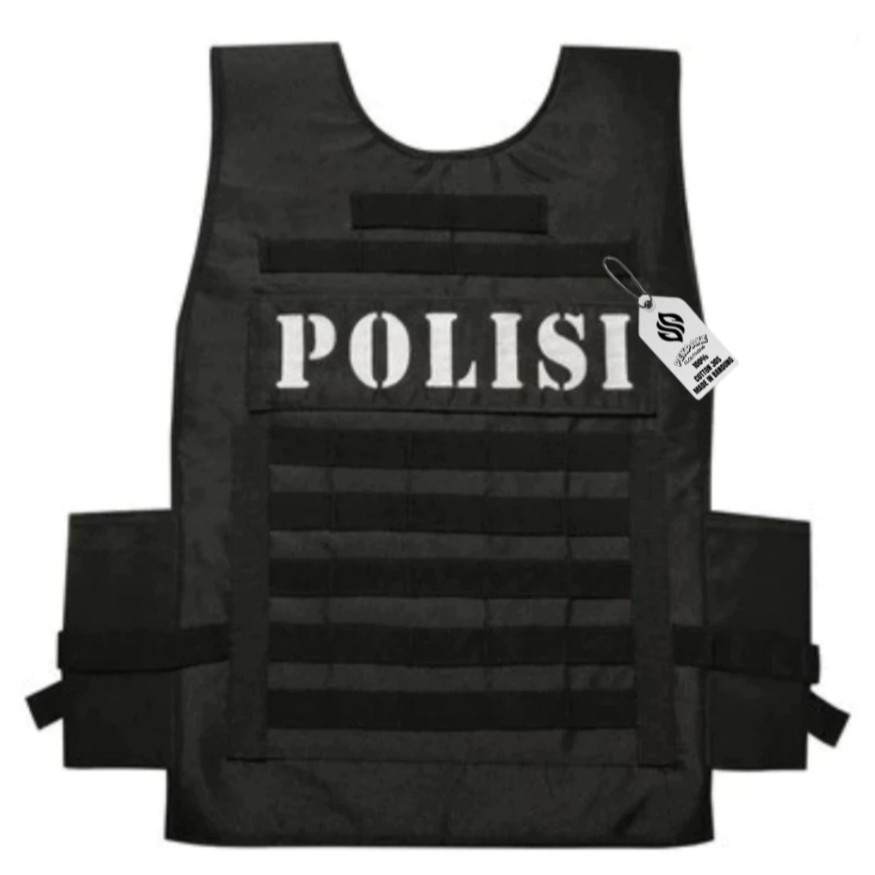 Rompi Polisi Hitam Tebal Rompi Pelampung Dada