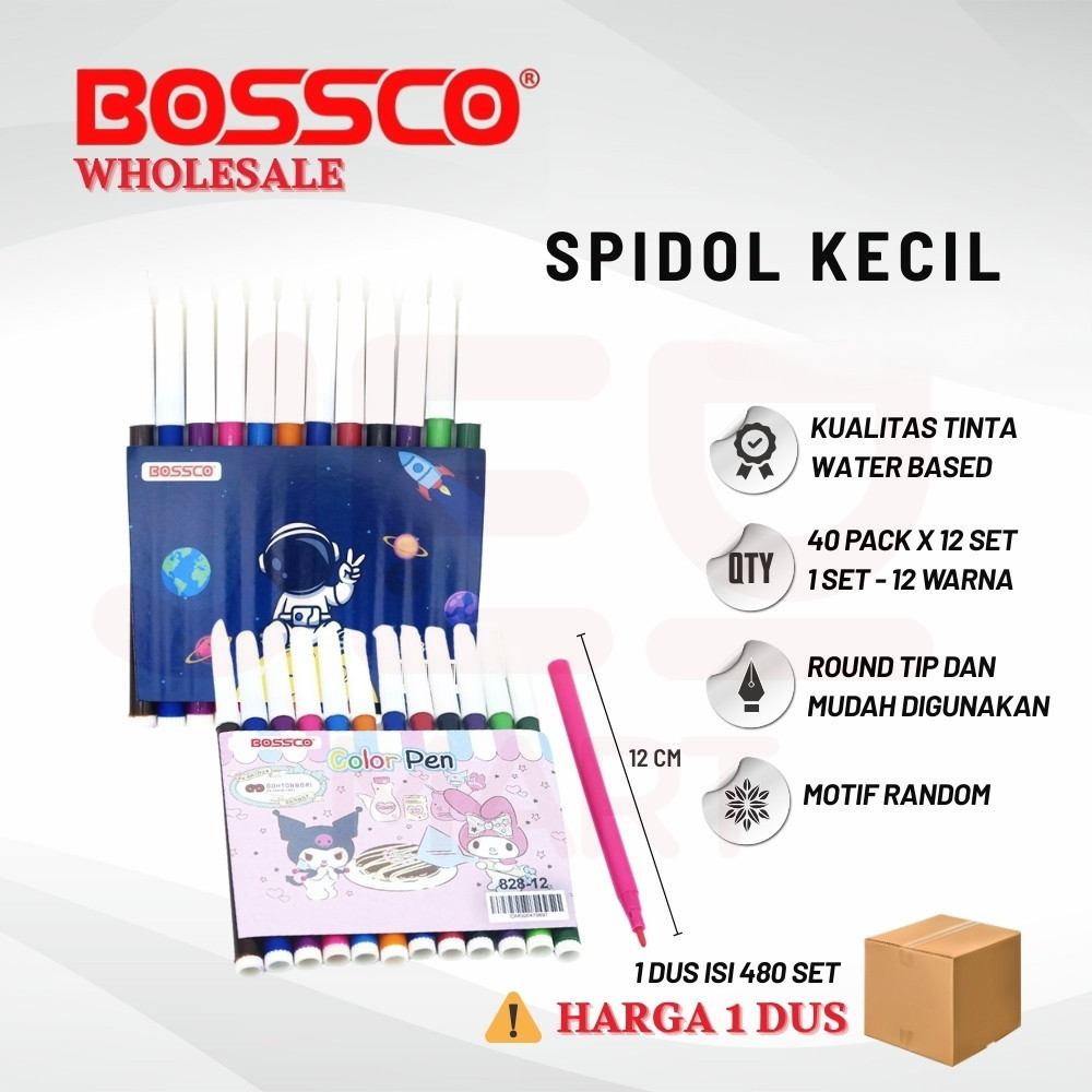 

GROSIR!!! (1 DUS ISI 5760 PCS) Spidol BOSSCO 12 WARNA KECIL/ Spidol 12 warna BOSSCO/ BOSSCO pw 12 warna kecil