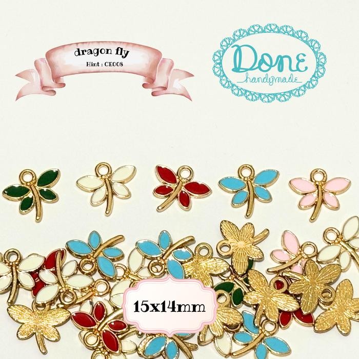 

Done handymade charm Enamel charm sprinkle dragon fly charm bentuk capung aksesoris diy meronce CE008 - putih