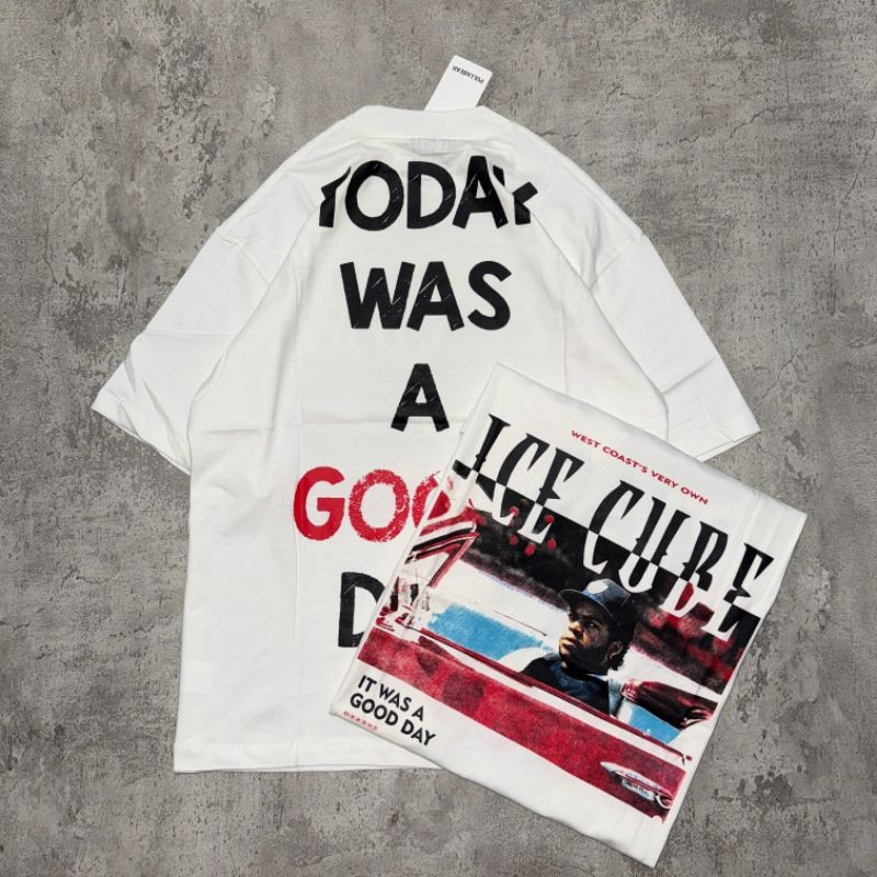 HOT Baju Kaos Pull&Bear Oversize ICE CUBE - T Shirt Vintage Oversize Ice Cube White Cotton 20s