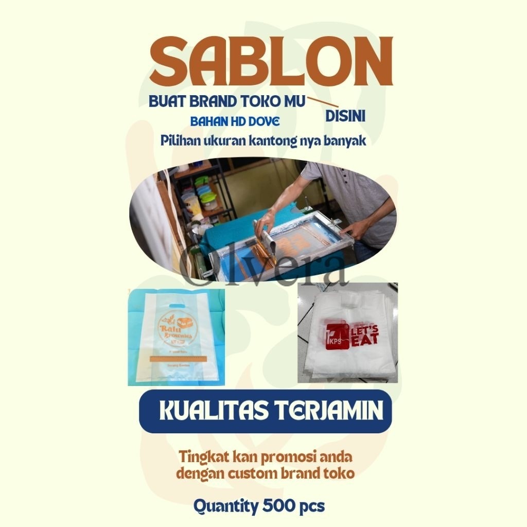 plastik sablon isi 500 pcs custom brand toko kantong Hd dove