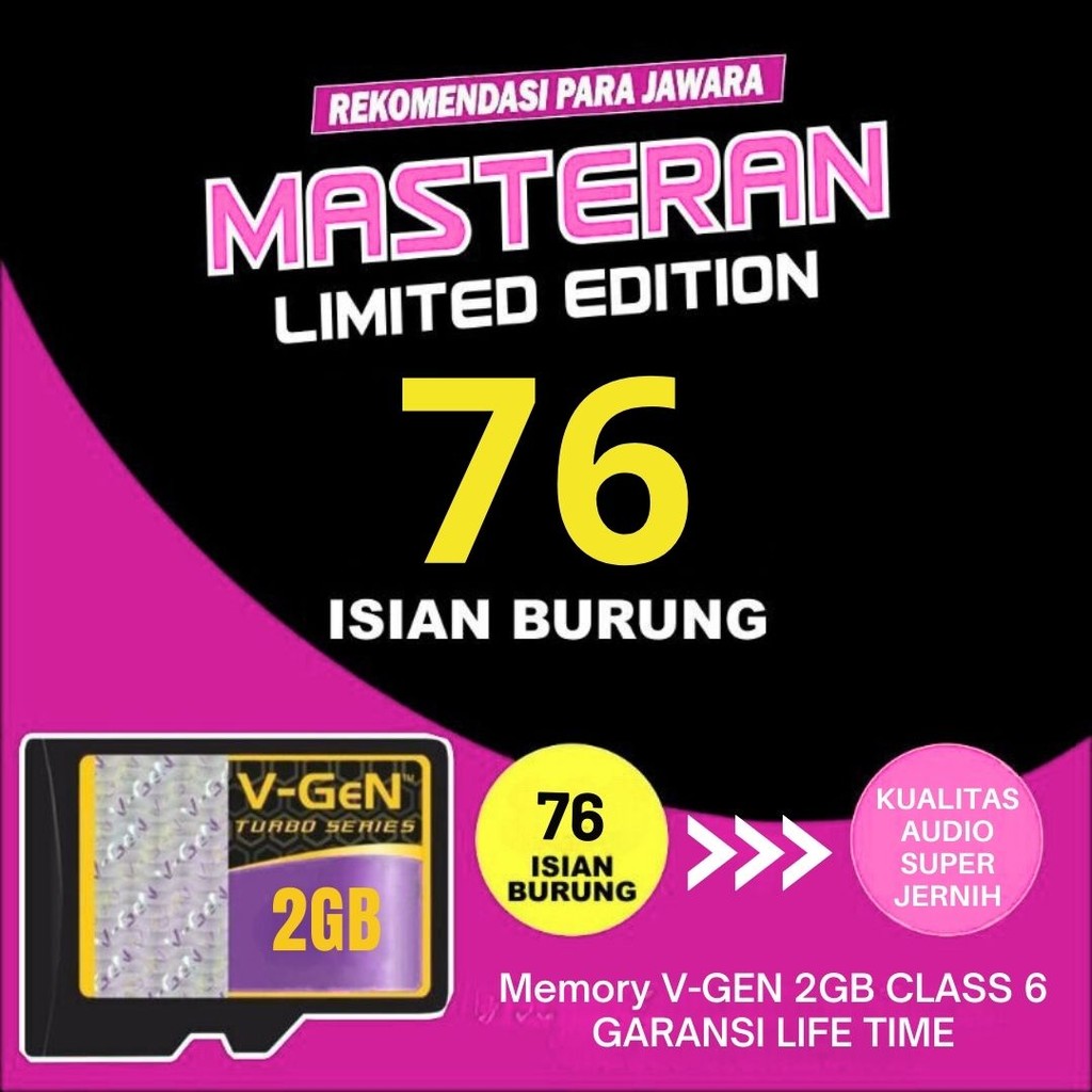 MicroSD Masteran Burung Isi 76 Suara 2GB + Album – Kartu SD Burung