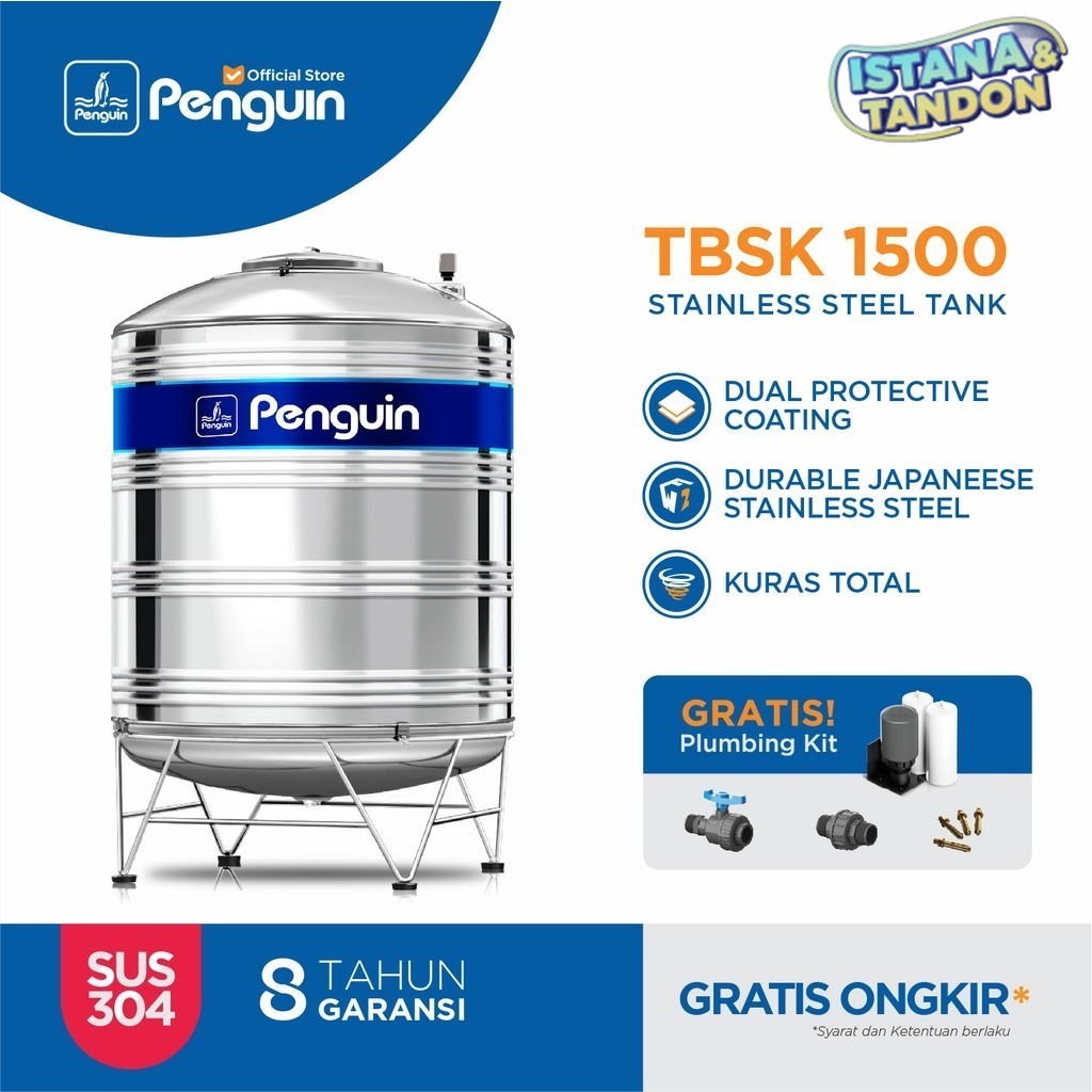 Penguin TBSK-1500 1500 Liter Toren Tandon Tangki Air Stainless Steel