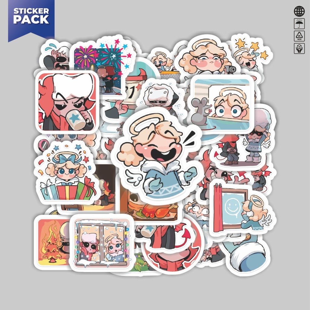 

[100PCS]Stiker Pack Stiker Funny Character Winter Haloand Horns Aesthetic Vinyl Anti Air Dekorasi Sticker Laptop Buku Journal Koper Helm Casing HP Gitar Helm Skateboard