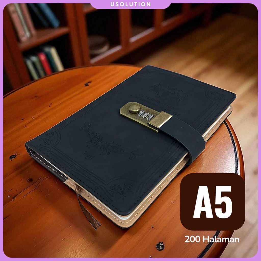

Toddi Buku Jurnal Leather Diary A5 68GSM 200 Halaman Grid with Lock - TD100