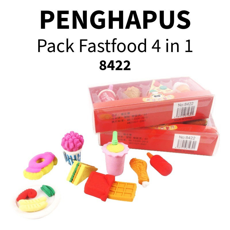 

❤️️1set isi 4 Penghapus Fast Food 8422 / Eraser Fancy Fast Food❤️️