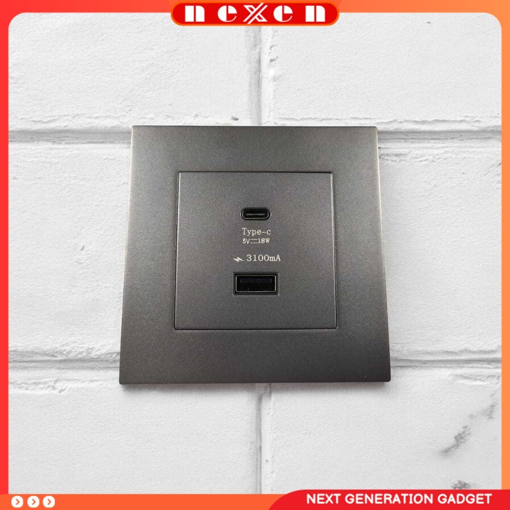 Stop Kontak Dinding USB Type C Multi Port Wall Socket 5V/3.1A - E86