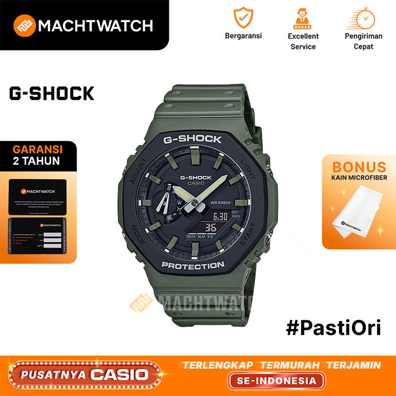 Jam Tangan Pria Analog Digital Casio G-Shock GA-2110SU-3ADR Green Resin Band