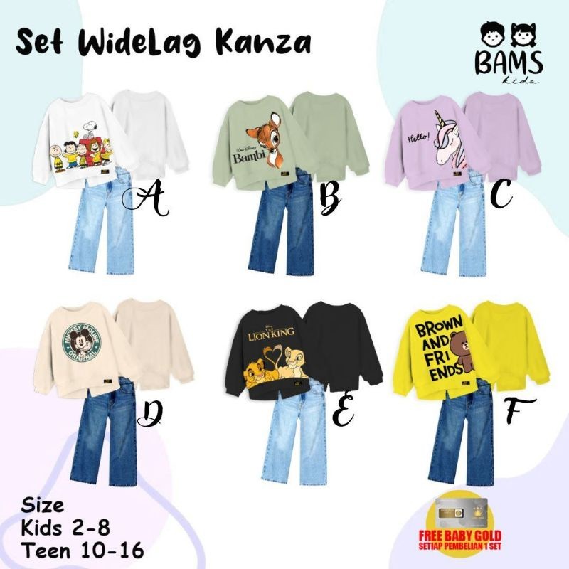 TARIMARSHOP 10-16T Set Widelag Kanza by Bams Kids / Setelan Anak Cewek Tanggung / Setelan Jeans Anak