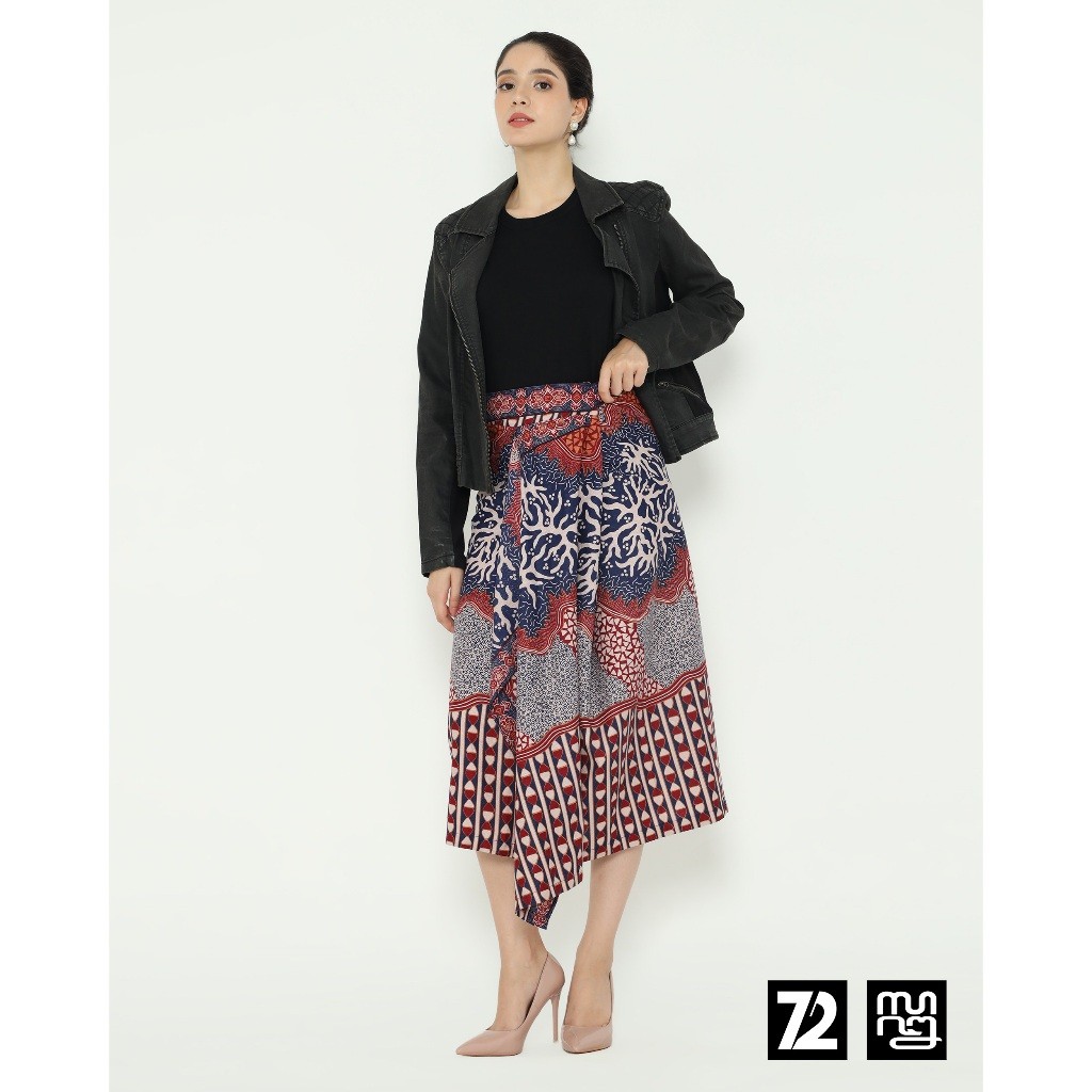 72 Batik - Rok Batik Span Skirt Lilit Kebaya Instan Modern Wanita Warna Biru 725881