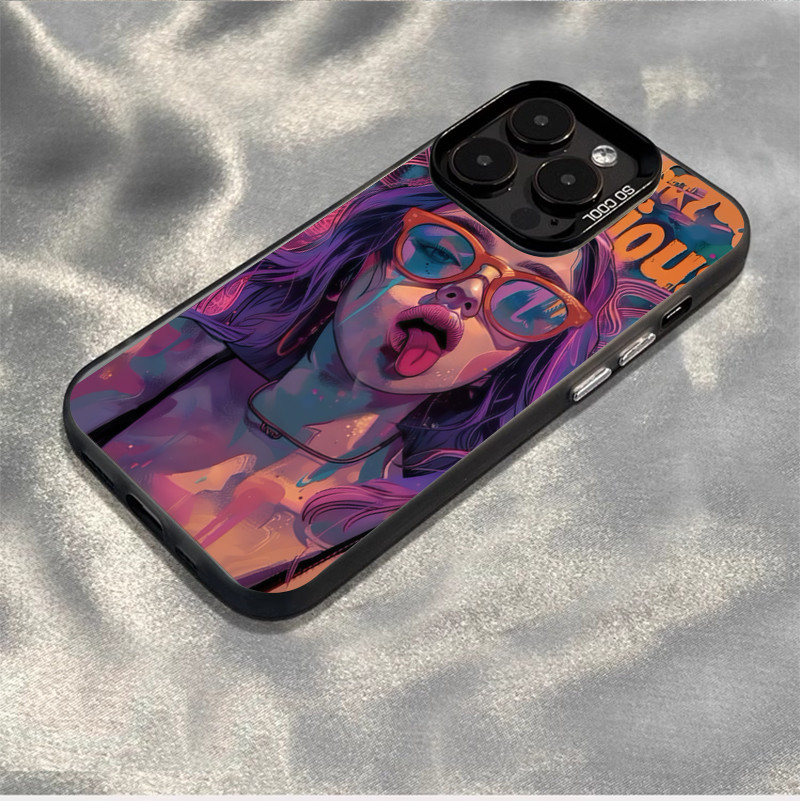 Purple-haired girl untuk case iPhone 13 16 15 14 plus 12 11 pro max plus x xs xr 8 7 SE 2020 2022 ip