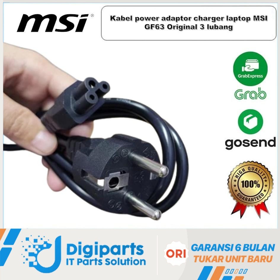 Kabel power adaptor charger laptop MSI GF63 Original 3 lubang