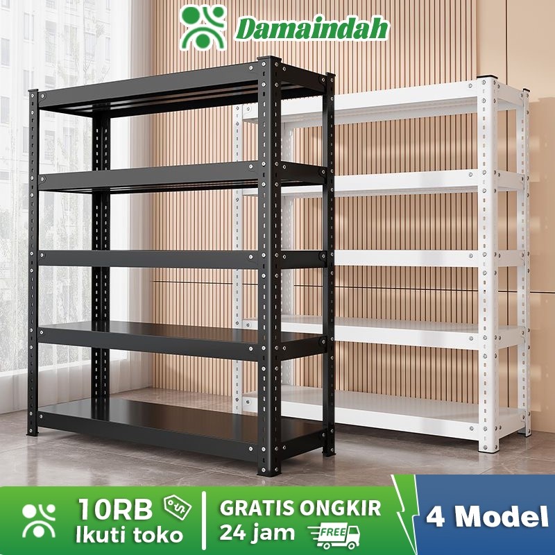 AiSporty Damaindah Rak Besi Siku 5 Susun 100% Besi Rak Gudang Rak Serbaguna Rak Dapur Rak Aquarium R
