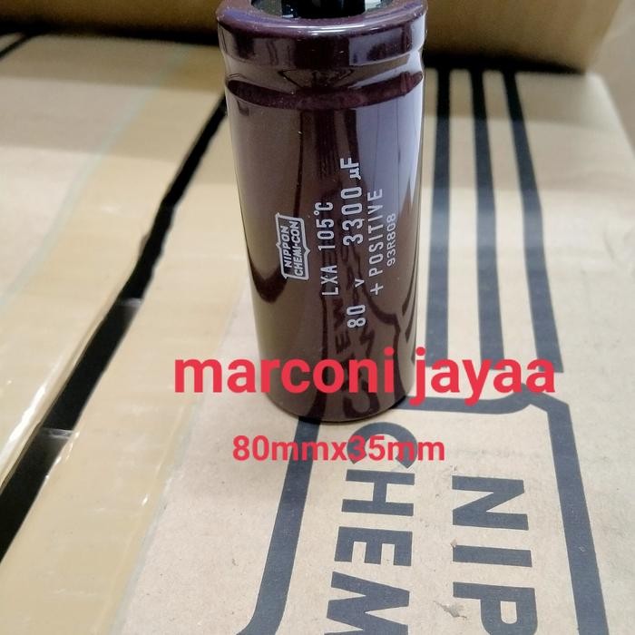 NEW.... kapasitor Elco 3300uf 80v Nippon chemi-con 80mmx35mm ARC16