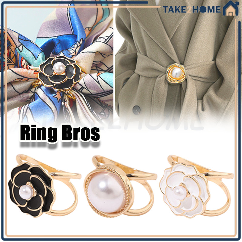 Ring Bros/Cincin Alloy Syal Selendang Elegan Korea/Ring Bros Hijab Besar Aksesoris Scarf