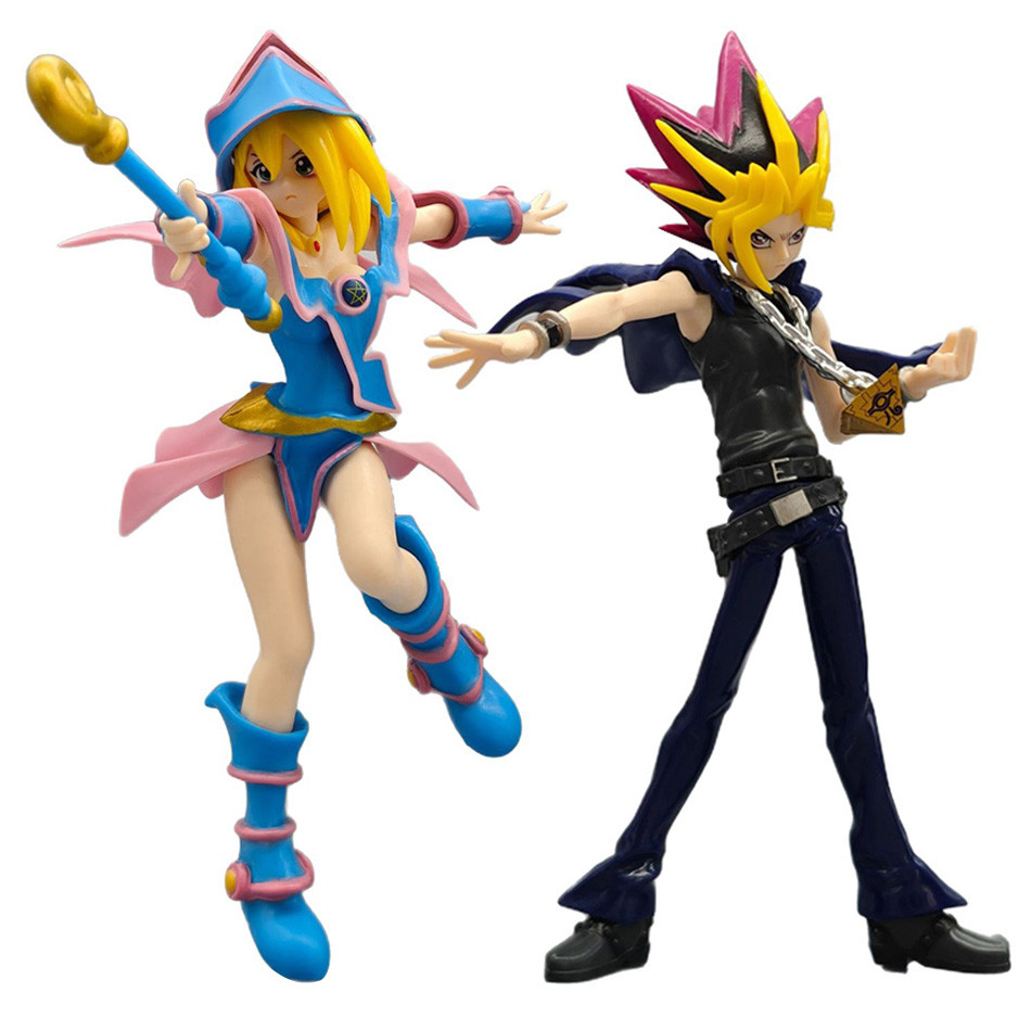 Yu-Gi-OhDuel Links Yami Yugi Yugi Muto Black Magician Girl Mana 21CM PVC Action Figures Model Anime 