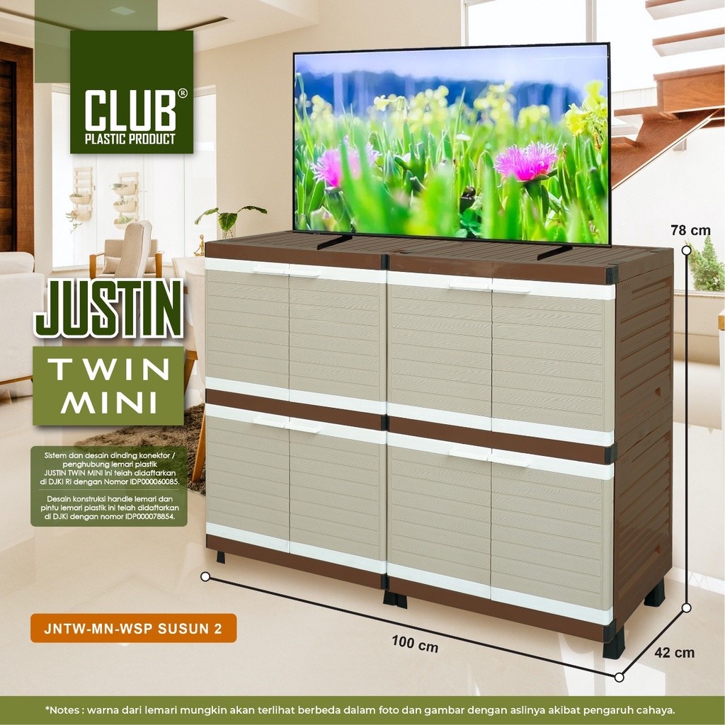 Lemari Pakaian / Lemari Plastik Susun / Rak TV Club Minimalis Serbaguna Susun Justin Twin Mini Club 