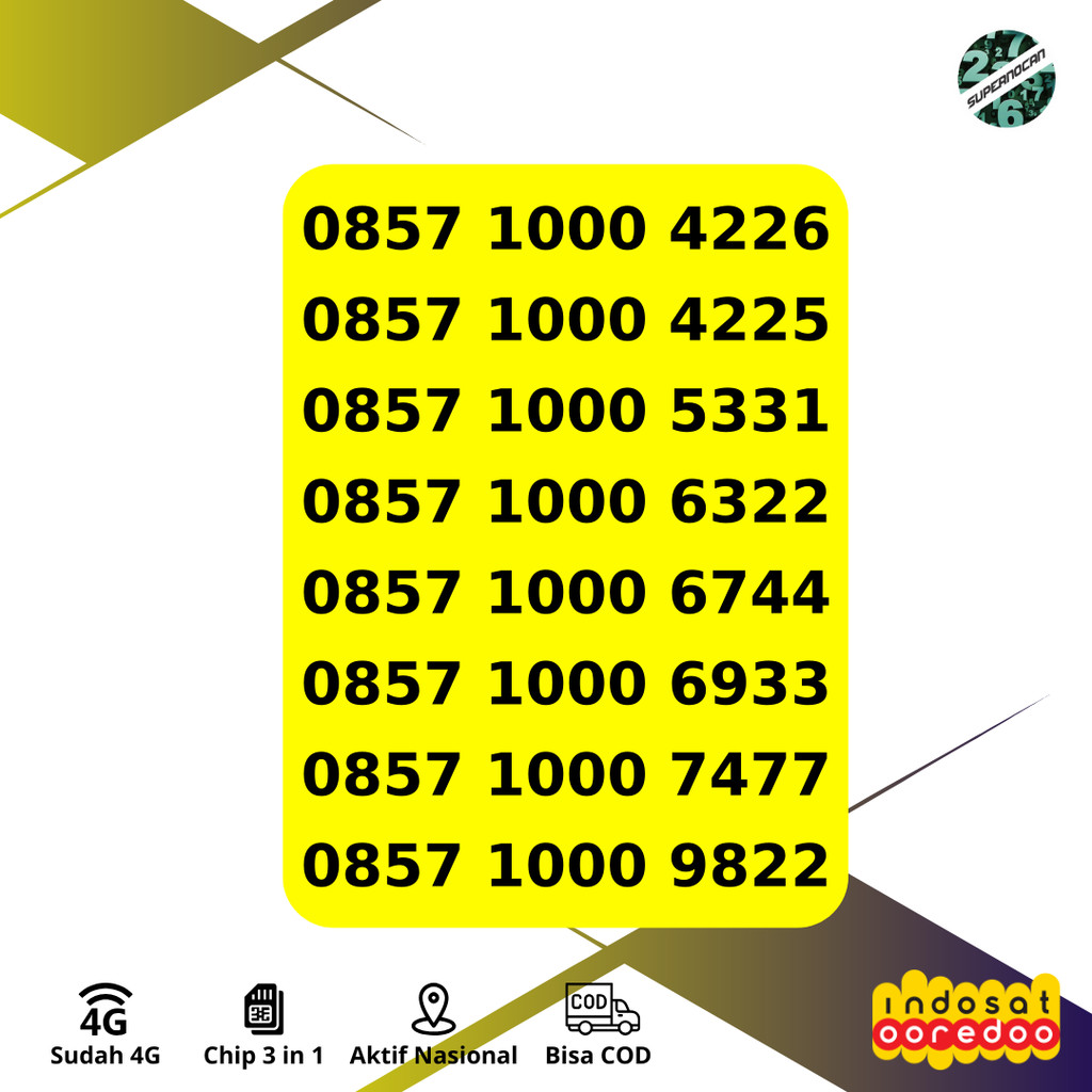 NOMOR CANTIK INDOSAT SERI 0857 1000 EKOR RAPIH MUDAH DI HAFAL - 5G READY