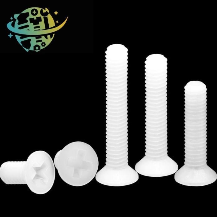Baut Nylon Kepala Flat M2.5 x 15 Nilon Plastik Nylon Screw Flat Head