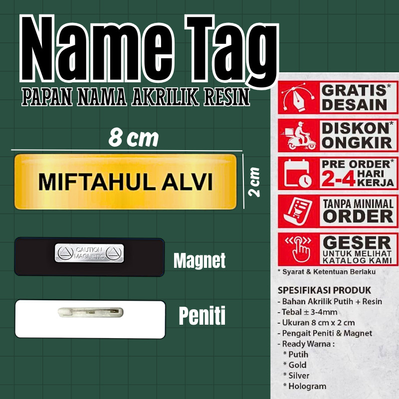 Nama Dada Plus Pin Korpri Nama Dada Kuningan Pin Korpri