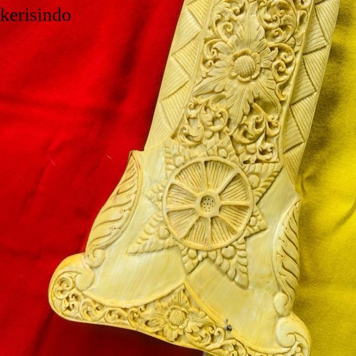 Warangka tombak jumbo 55cm ukir bolak balik kayu KEMUNING GADING | warangka keris | deder keris | ha