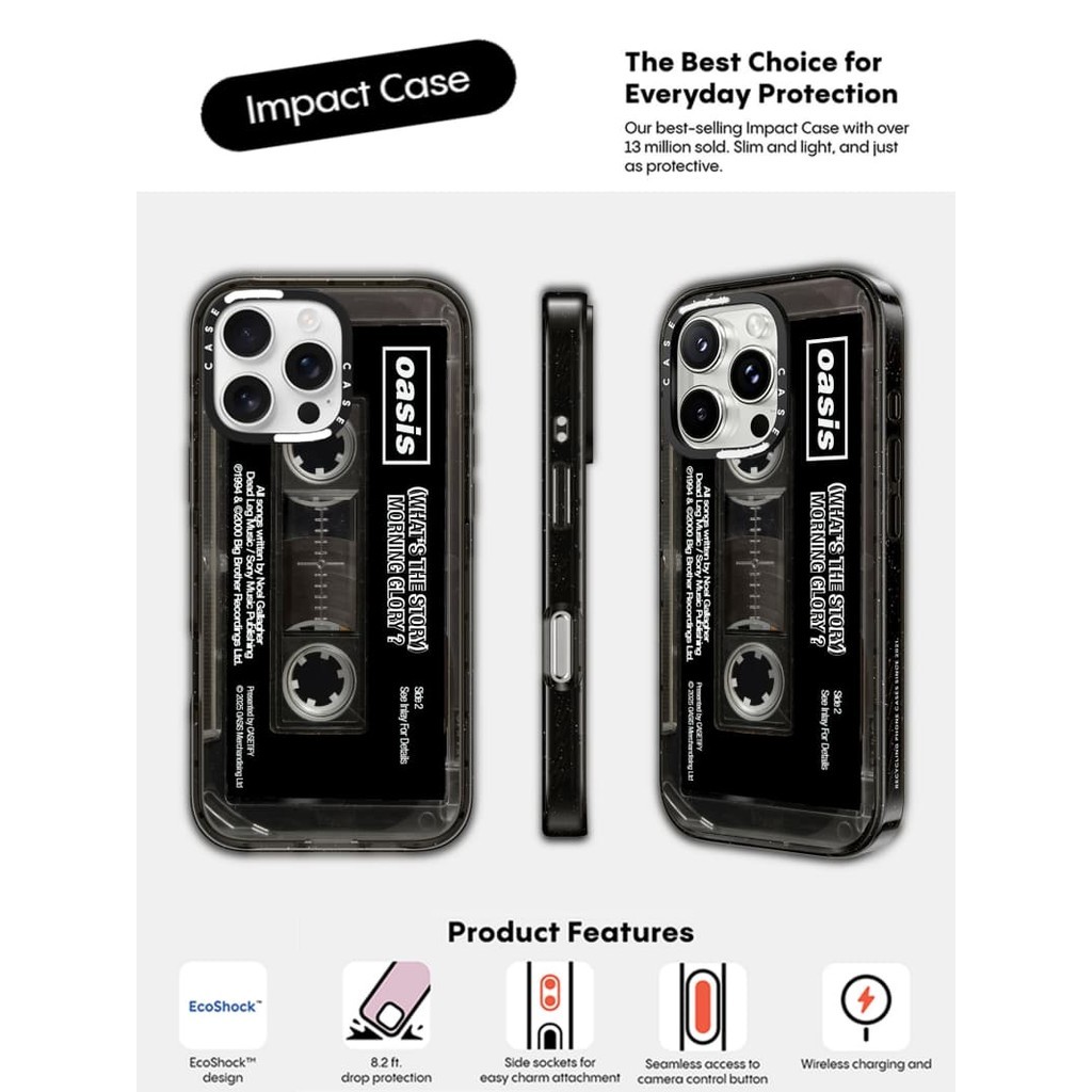 CASECASE X Oasis Tape Case Impact Black Clear Hard Magnetic Suction Impact Case Untuk Apple IPhone 1