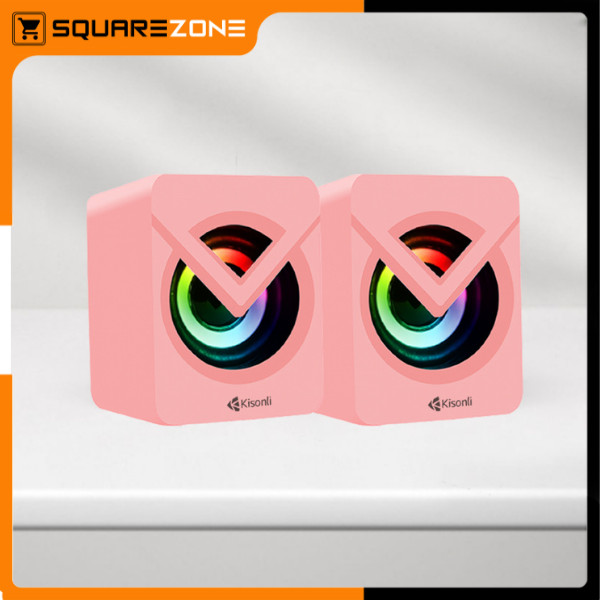 KISONLI - Speaker 2.0 Komputer/Laptop Multimedia Lampu LED L-1040 Pink