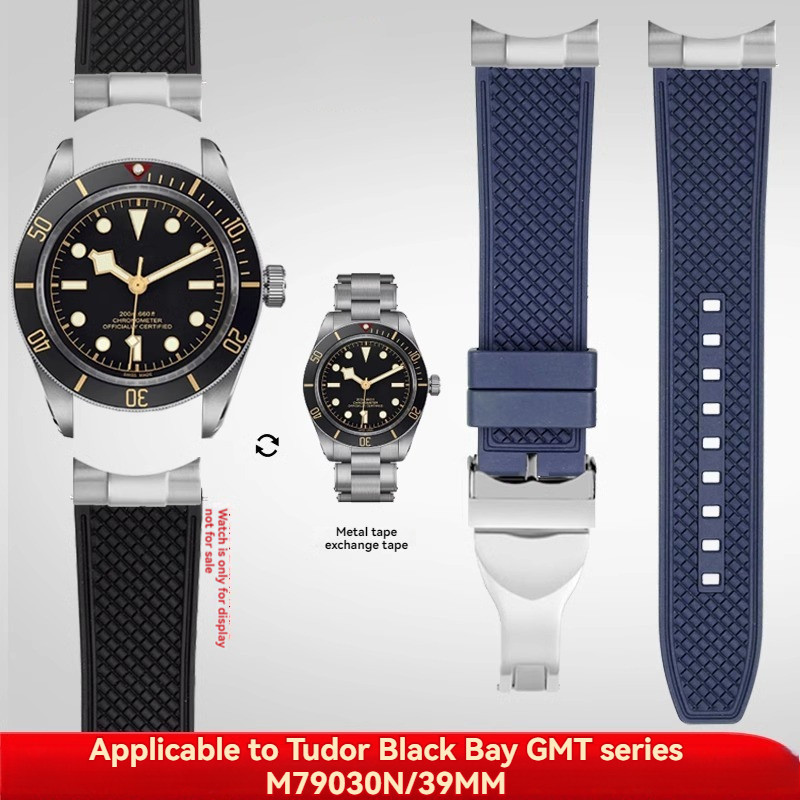 Metal End Link Curved End With Fluoro Rubber Strap 20mm Waterproof Quick Release Bracelet Fit for 39